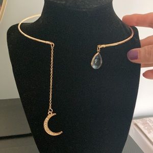 Necklace Moon and Blue Teardrop